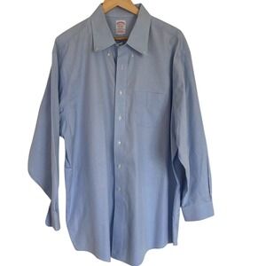 Brooks Brothers Mens Madison Blue Button Down‎ Dress Shirt Size 18/34 No Iron